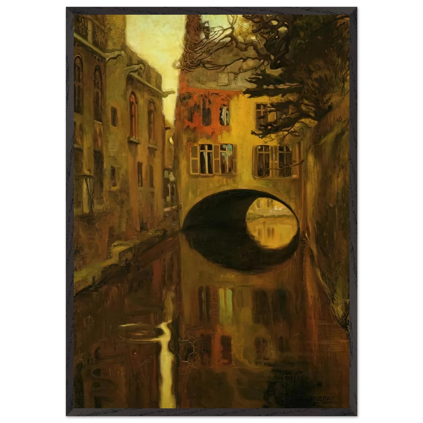 HOUSE OVER THE BRIDGE - Diego Rivera 70x100 cm / 28x40 inches Framed Art Print – Black Wooden Frame