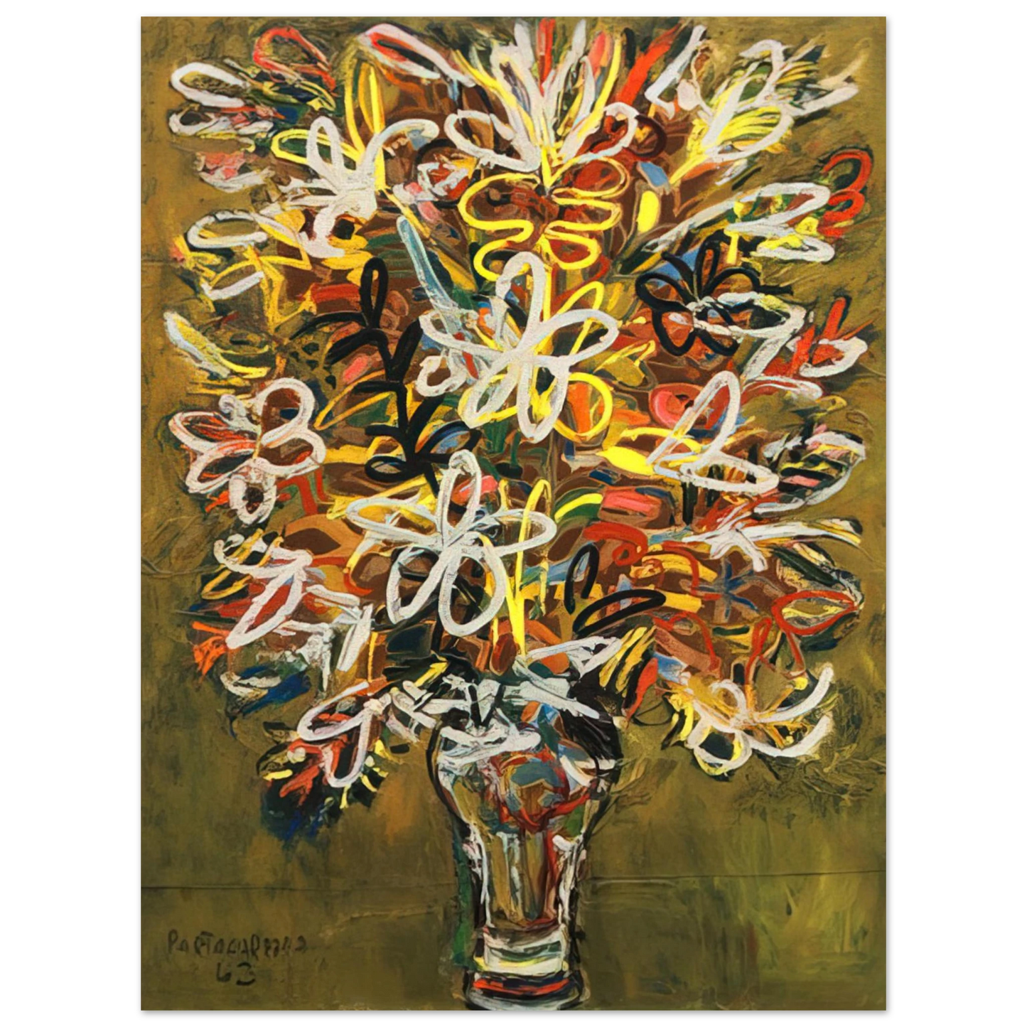 Rene Portocarrero - FLOWER VASE 1963 75x100 cm / 30x40inches Fine Art Poster