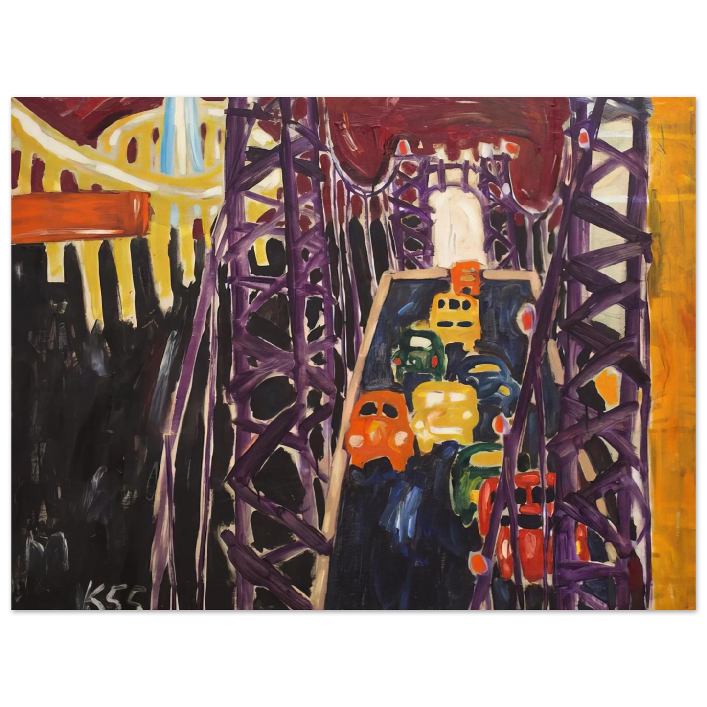 Allan Kaprow - George Washington Bridge, with Cars 75x100 cm / 30x40inches Fine Art Poster