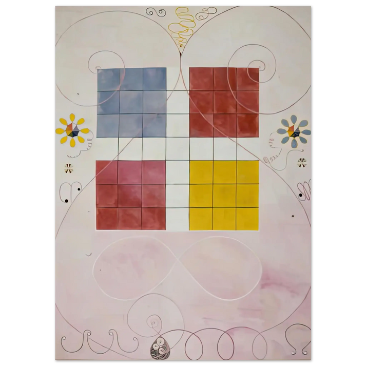 Hilma af Klint - DE TIO ST RSTA N 10 ALDERDOMEN 1907 Wall art - 70x100 cm / 28x40 Inches - Premium Wooden Framed Poster With Fine Art Paper - White frame