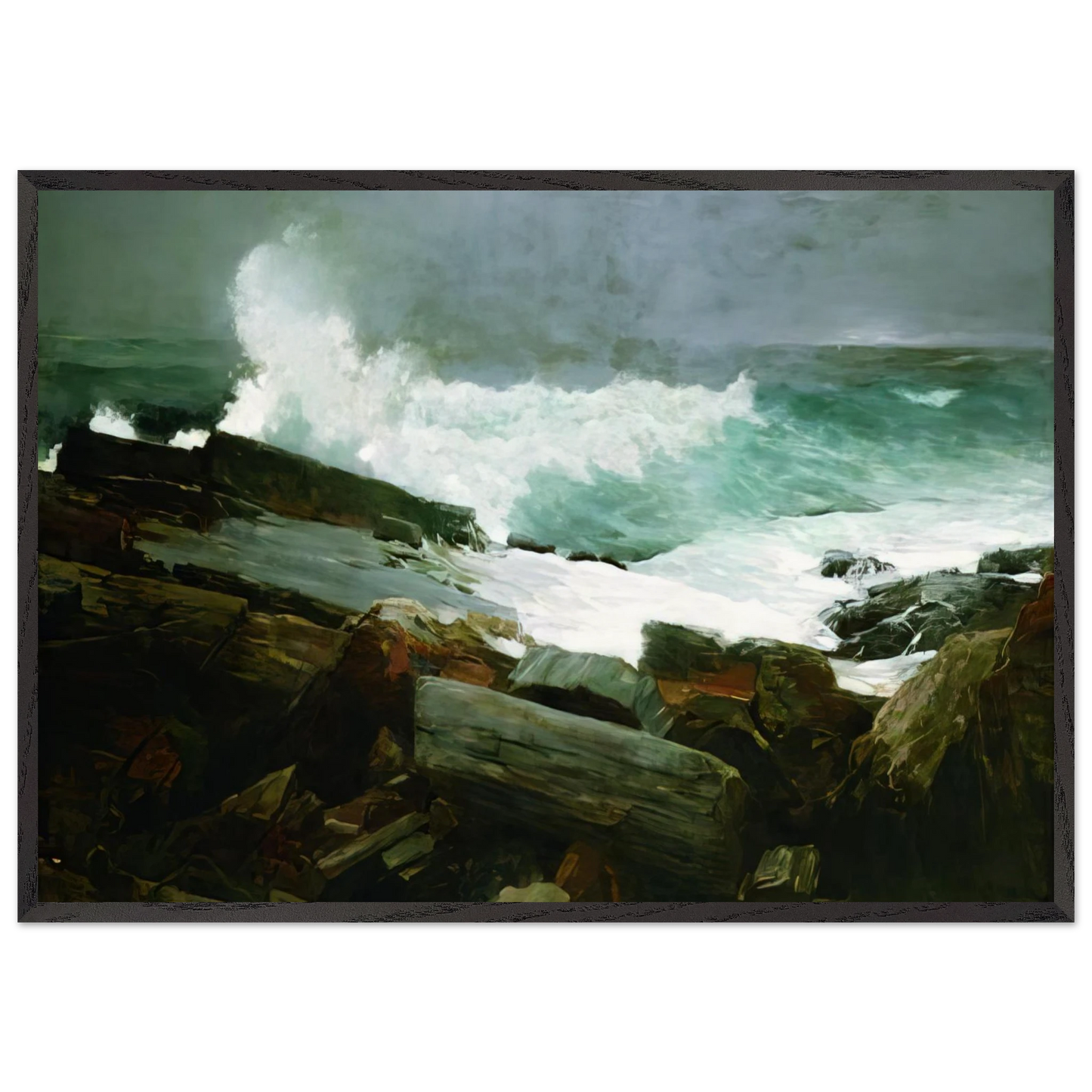 WEATHERBEATEN 1894 - Winslow Homer 70x100 cm / 28x40 inches Framed Art Print – Black Wooden Frame