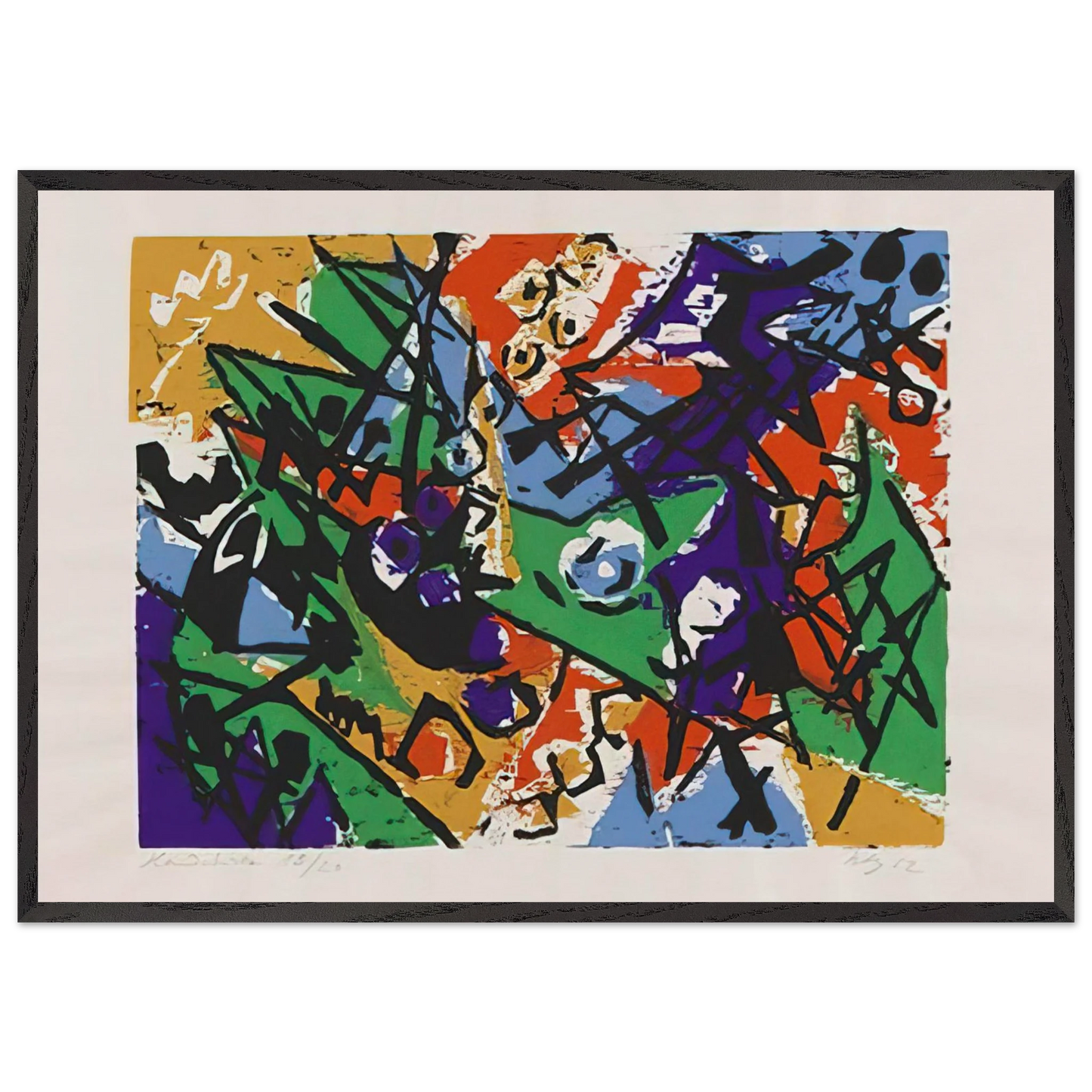 Farbholzschnitt 1952-2 - 1952 - Ernst Wilhelm Nay 70x100 cm / 28x40 inches Framed Art Print – Black Wooden Frame