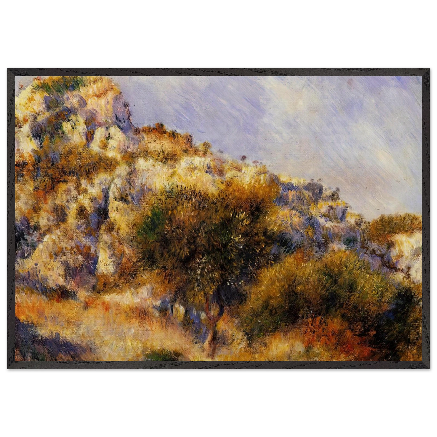 Rocks at LEstaque N2 - Pierre-Auguste Renoir 70x100 cm / 28x40 inches Framed Art Print – Black Wooden Frame