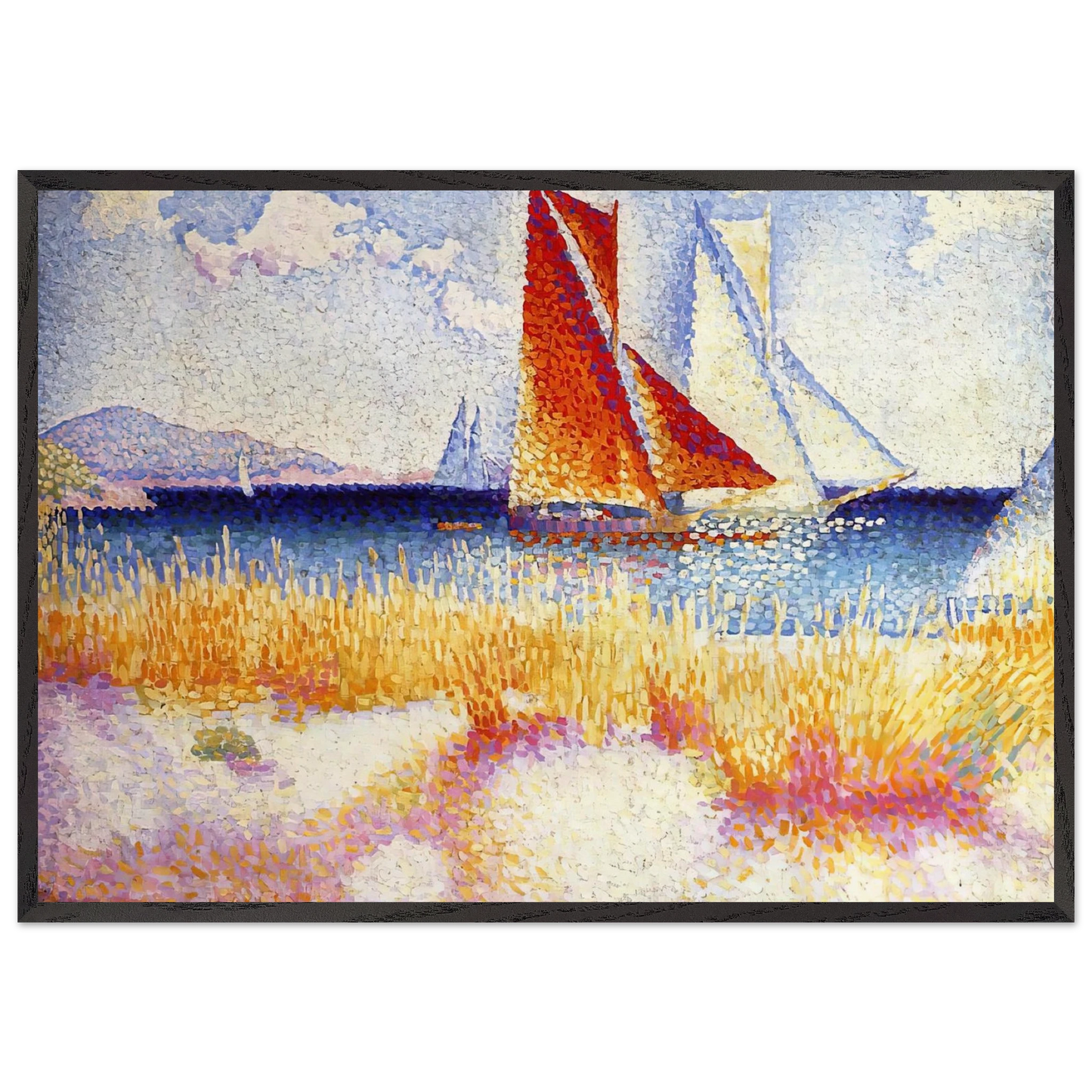 Regatta - Henri-Edmond Cross 70x100 cm / 28x40 inches Framed Art Print – Black Wooden Frame