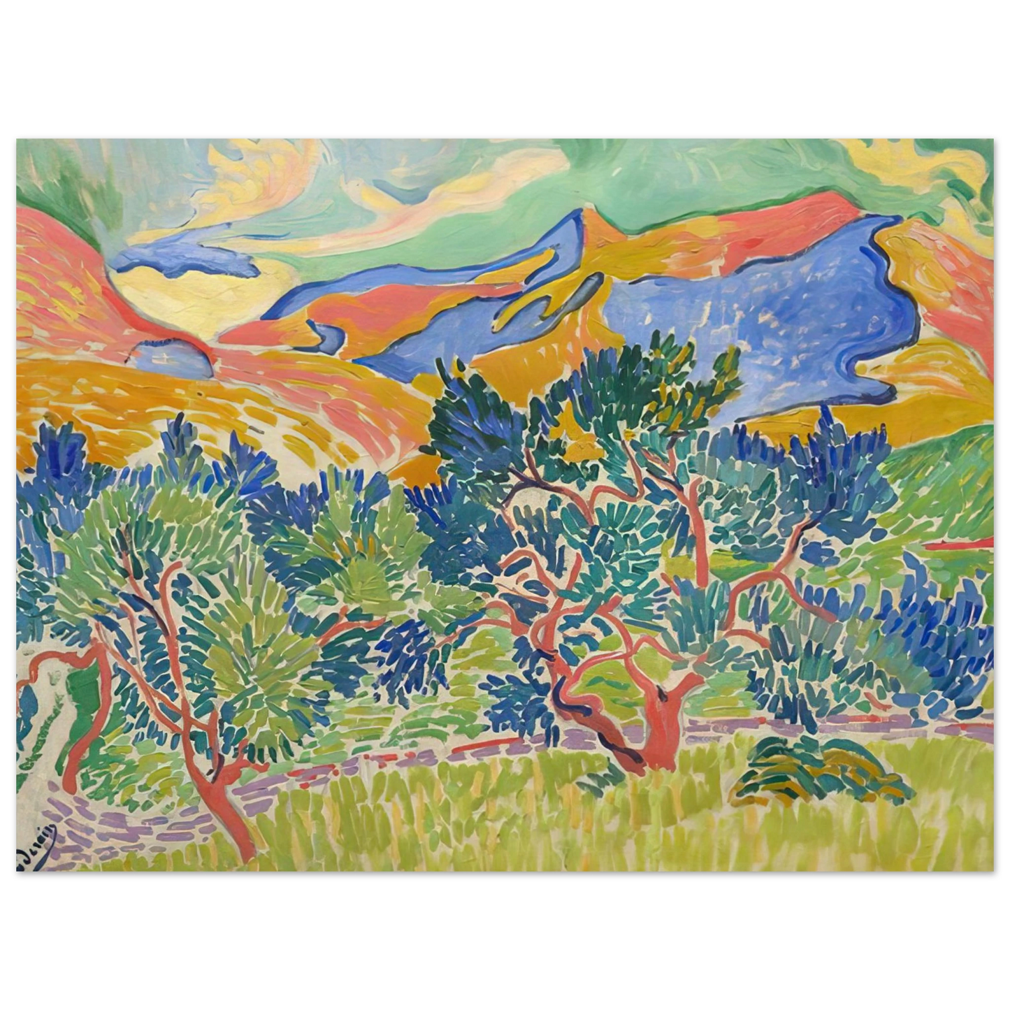 Andre Derain - MOUNTAINS AT COLLIOURE 1905 75x100 cm / 30x40inches Fine Art Poster