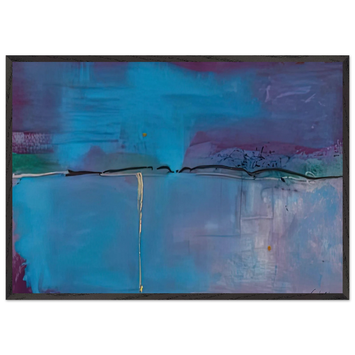 Zone Blue 1994- - Helen Frankenthaler 70x100 cm / 28x40 inches Framed Art Print – Black Wooden Frame