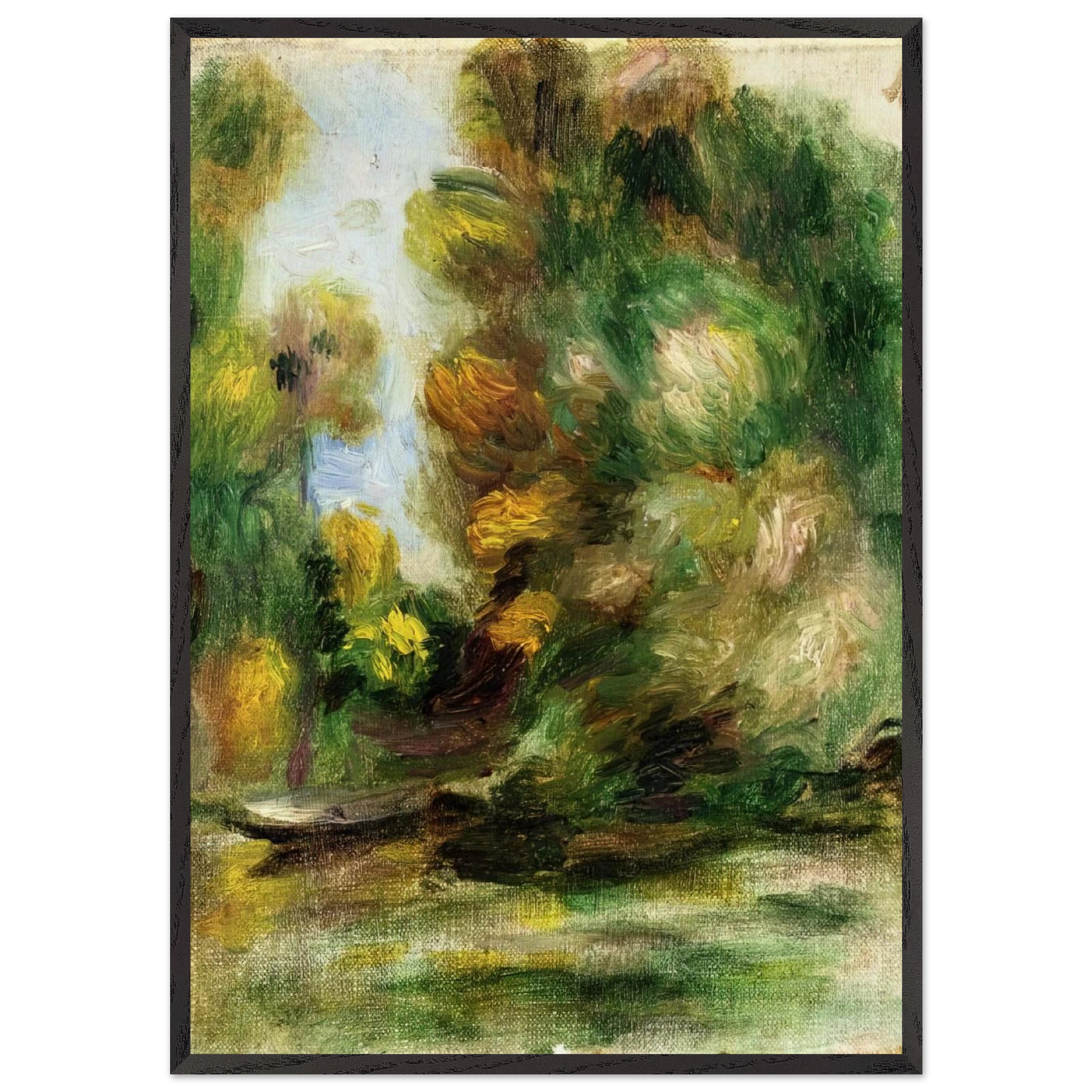 Banks of the River - Pierre-Auguste Renoir 70x100 cm / 28x40 inches Framed Art Print – Black Wooden Frame
