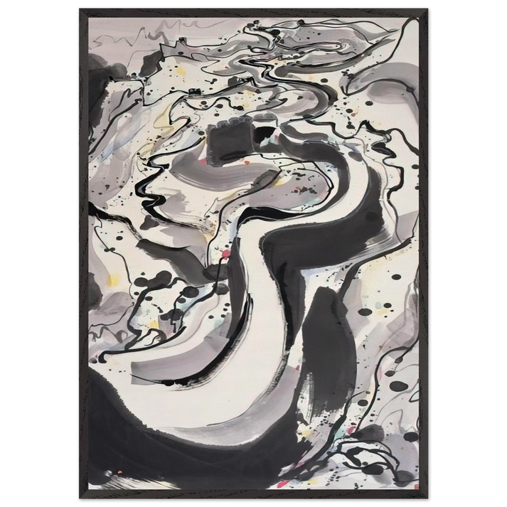 The Great Wall I - 1986 - Wu Guanzhong 70x100 cm / 28x40 inches Framed Art Print – Black Wooden Frame