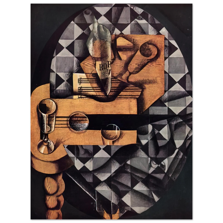 Juan Gris - GUITAR BOTTLE AND GLASS 1914 75x100 cm / 30x40inches Fine Art Poster