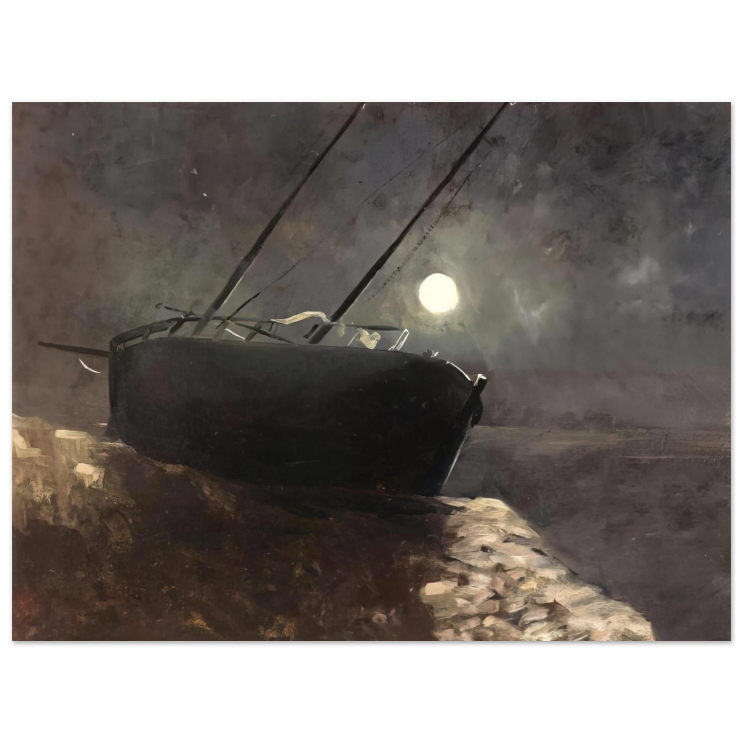 Odilon Redon - BOAT IN THE MOONLIGHT 75x100 cm / 30x40inches Fine Art Poster