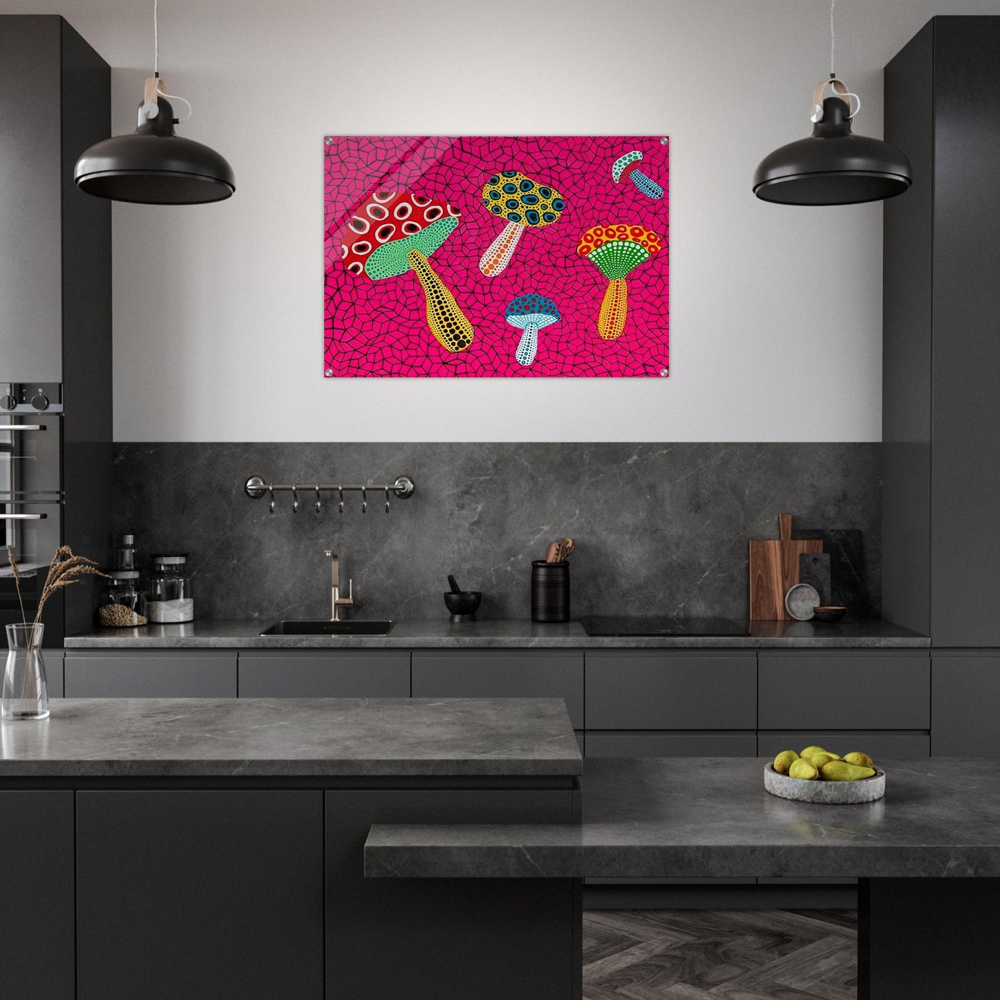 MUSHROOMS 1995 - Yayoi Kusama Acrylic Print - 70x100 cm / 28x40″ inches