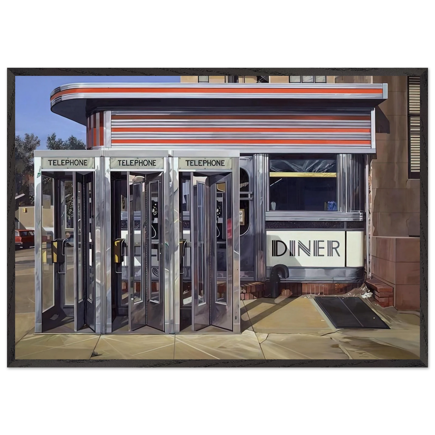 DINER 1971 - Richard Estes 70x100 cm / 28x40 inches Framed Art Print – Black Wooden Frame