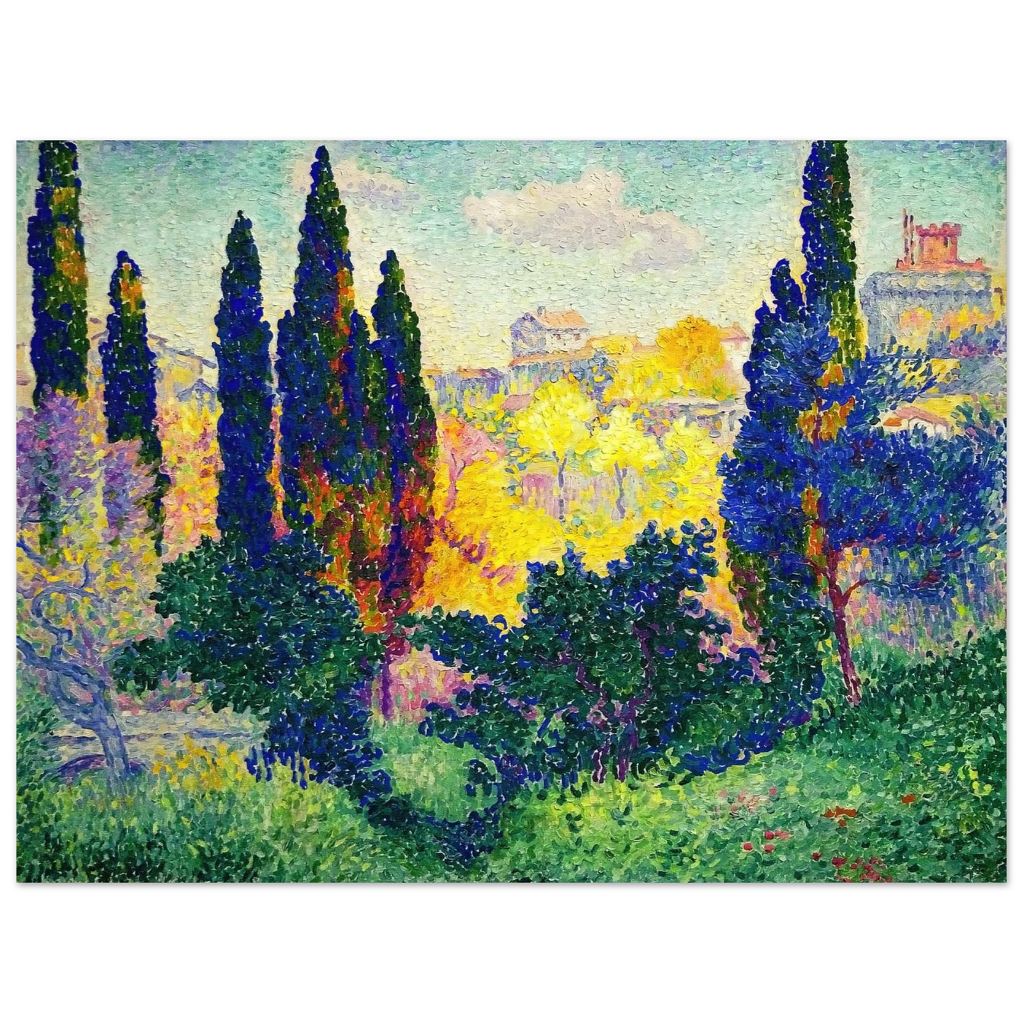 Henri-Edmond Cross - The Cypresses at Cagnes 75x100 cm / 30x40inches Fine Art Poster