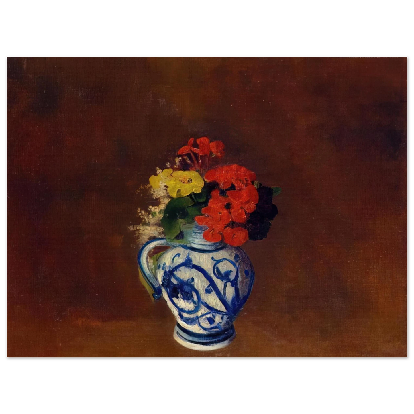 Odilon Redon - GERANIUMS AND OTHER FLOWERS IN A STONEWARE VASE 75x100 cm / 30x40inches Fine Art Poster
