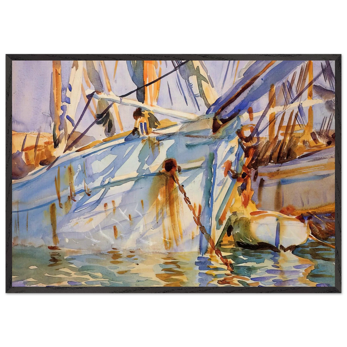 In a Levantine Port - John Singer Sargent 70x100 cm / 28x40 inches Framed Art Print – Black Wooden Frame