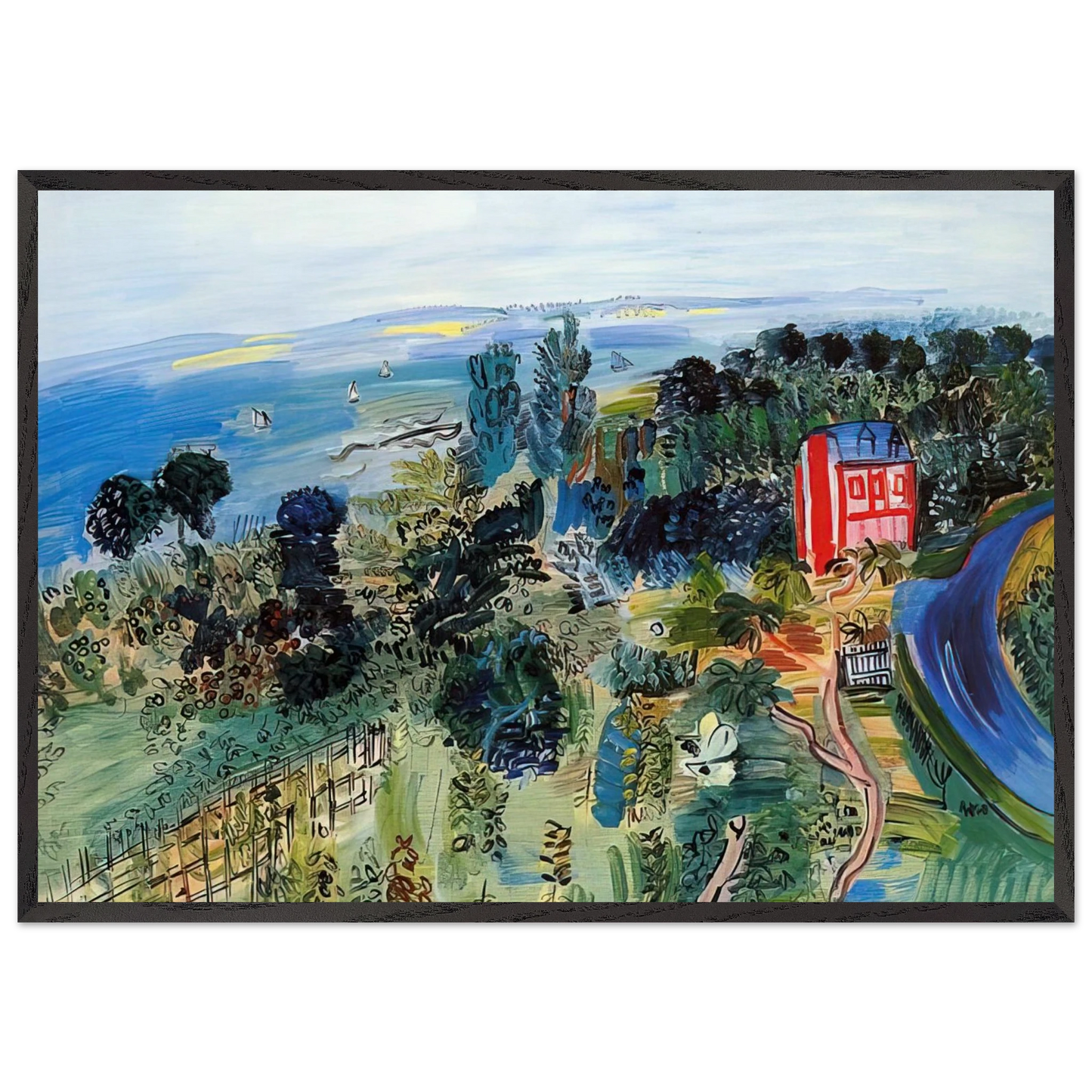VILLERVILLE - Raoul Dufy 70x100 cm / 28x40 inches Framed Art Print – Black Wooden Frame
