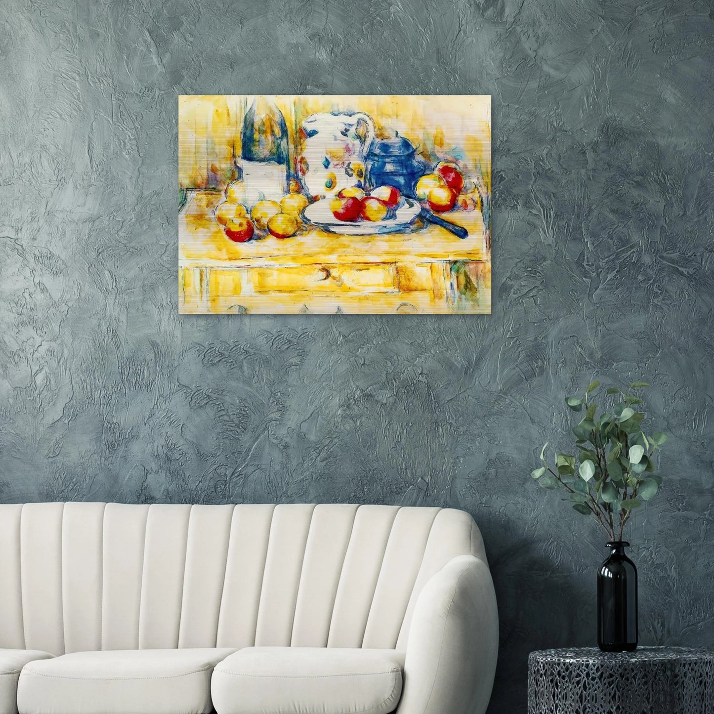 Still Life with Apples, a Bottle and a Milk Pot - Paul Cézanne Brushed Aluminum Print - 70x100 cm / 28x40 inches | Paul Cézanne Aluminum Print | Paul Cézanne Prints