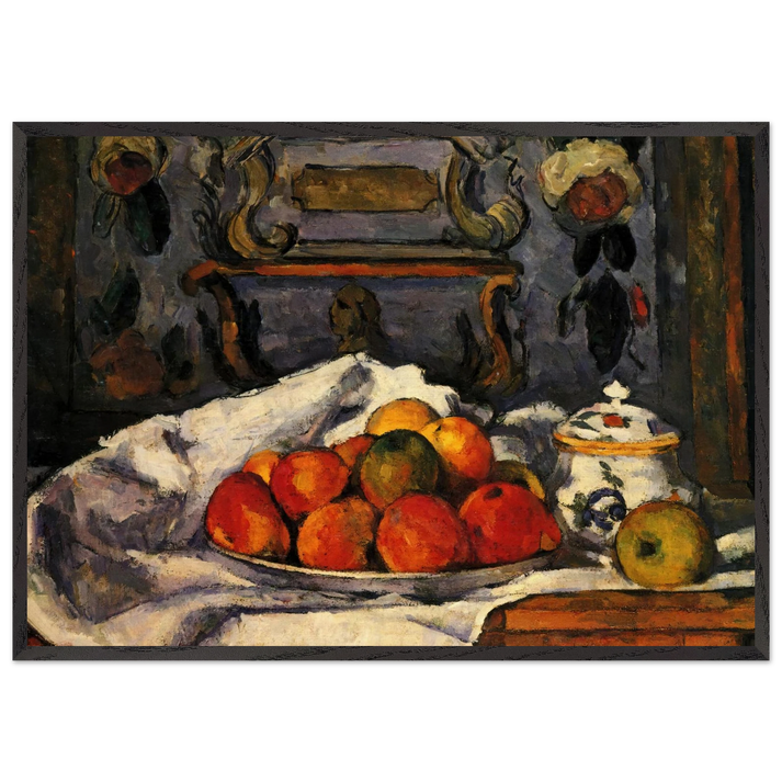 Dish of Apples - Paul Cezanne 70x100 cm / 28x40 inches Framed Art Print – Black Wooden Frame