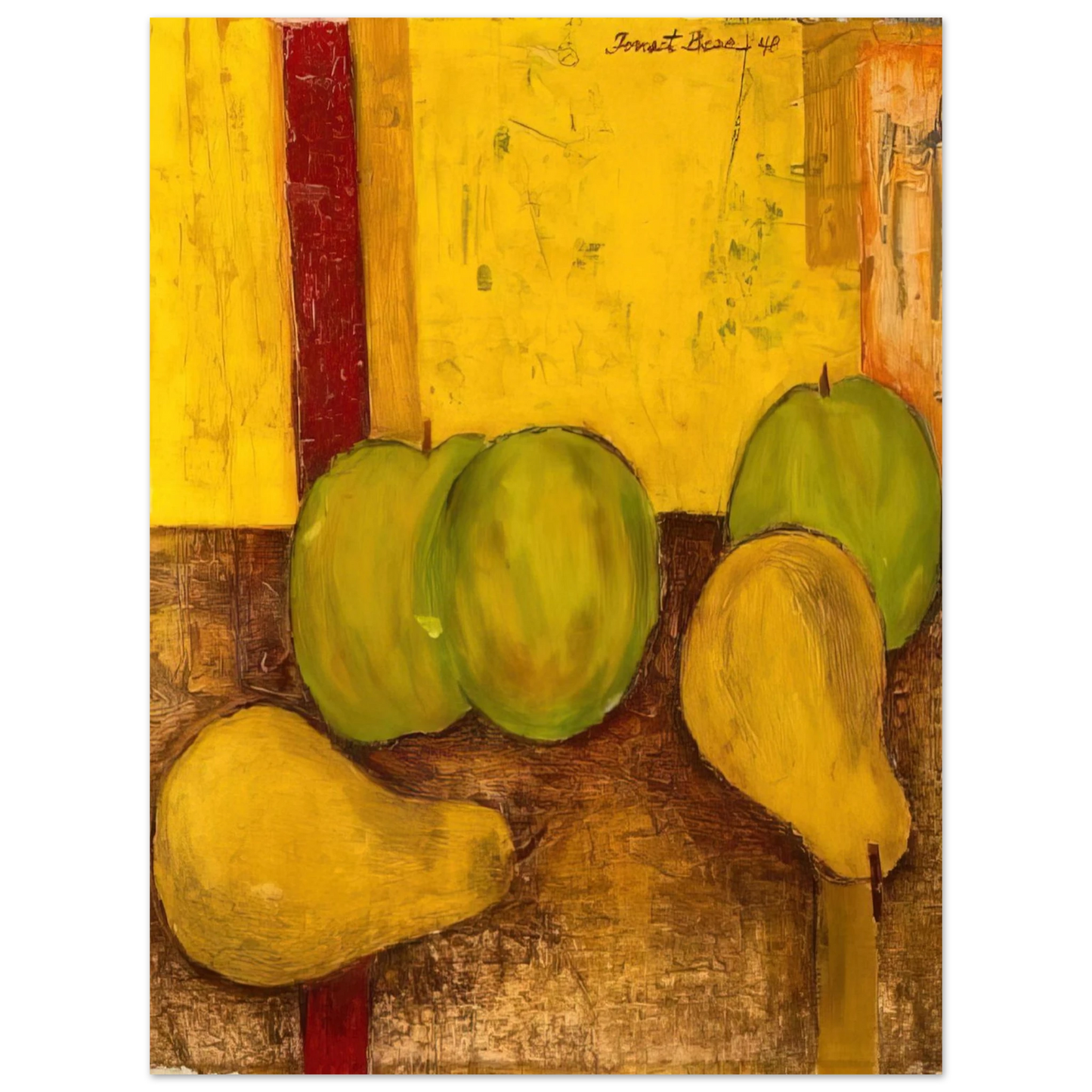 Forrest Bess - Still life with green apples and pears - 1948 75x100 cm / 30x40inches Fine Art Poster