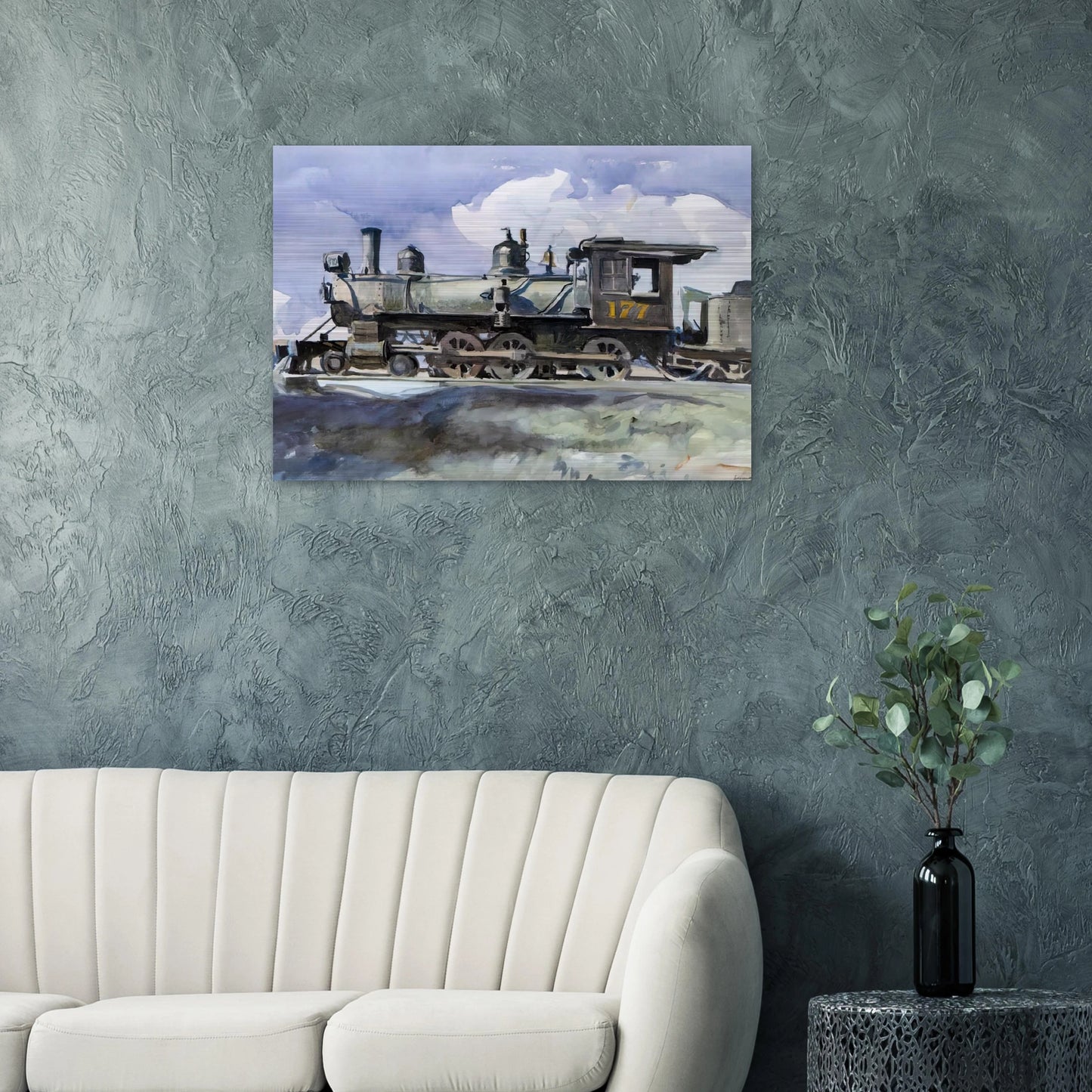 D. and R. G. Locomotive - Edward Hopper Brushed Aluminum Print - 70x100 cm / 28x40 inches | Edward Hopper Aluminum Print | Edward Hopper Prints