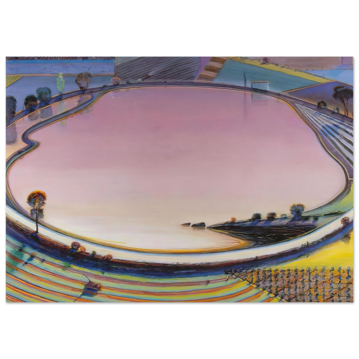 Wayne Thiebaud - Reservoir - 1999 Wall Art - 60x80 cm / 24x32 inches - Premium Wooden Framed Poster With Fine Art Paper-canvas - Wood frame