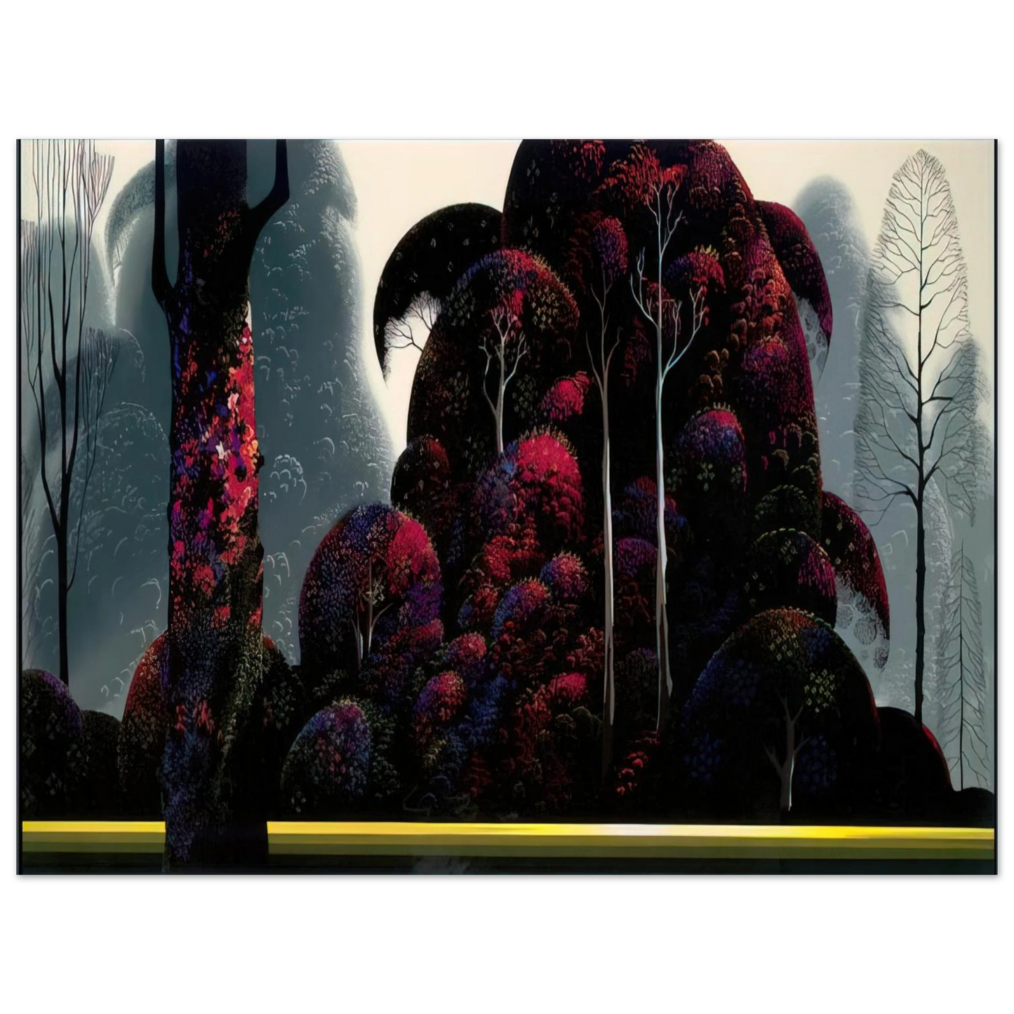 Eyvind Earle - Crimson Eucalyptus 75x100 cm / 30x40inches Fine Art Poster