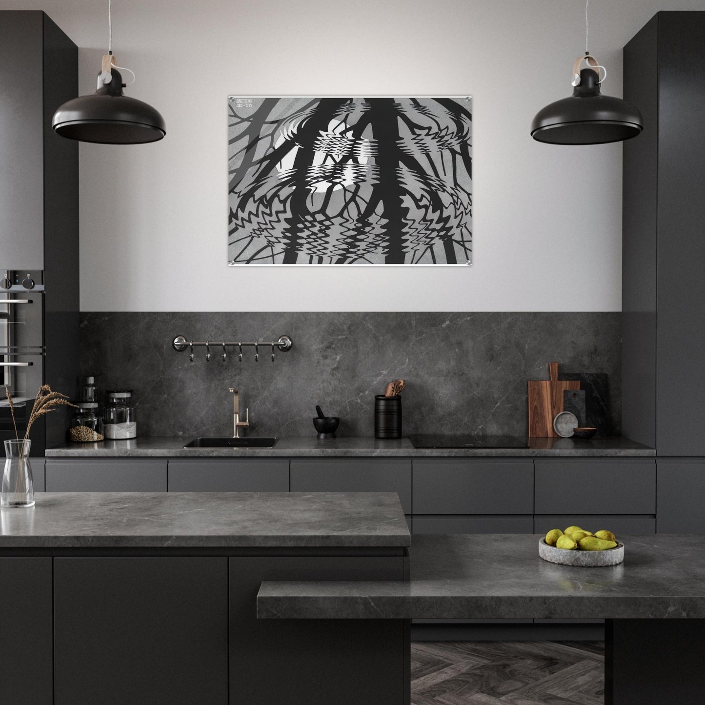 RIPPLED SURFACE - MC Escher Acrylic Print - 70x100 cm / 28x40″ inches | Maurits Cornelis Escher Prints