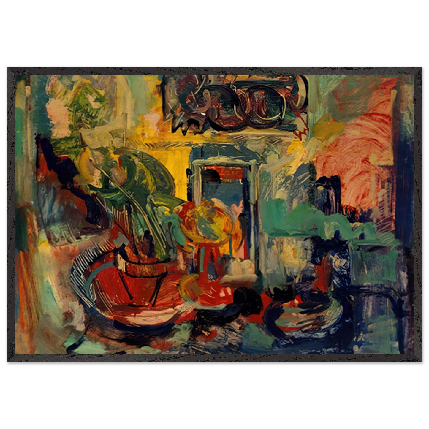 Still Life Interior - Hans Hofmann 70x100 cm / 28x40 inches Framed Art Print – Black Wooden Frame