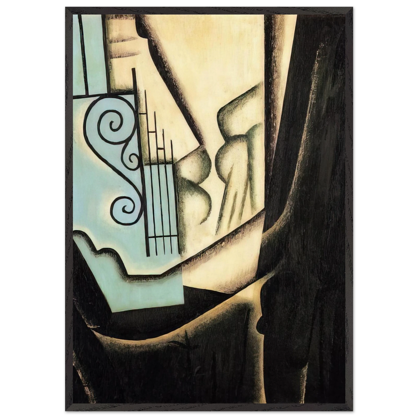 THE GARDEN 1916 - Juan Gris 70x100 cm / 28x40 inches Framed Art Print – Black Wooden Frame
