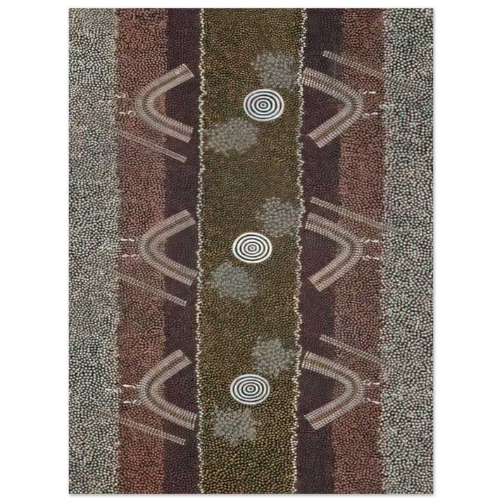 Clifford Possum Tjapaltjarri - Ground and Body Designs Used in Ceremonies at Arranki on Mt Allan Station - 1982 75x100 cm / 30x40inches Fine Art Poster