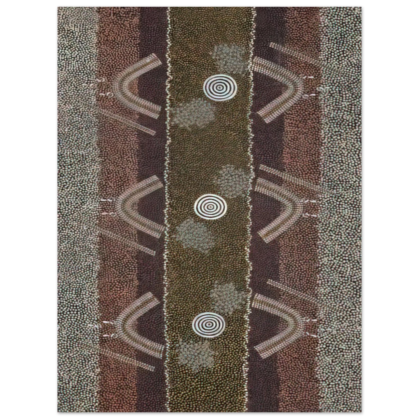 Clifford Possum Tjapaltjarri - Ground and Body Designs Used in Ceremonies at Arranki on Mt Allan Station - 1982 75x100 cm / 30x40inches Fine Art Poster