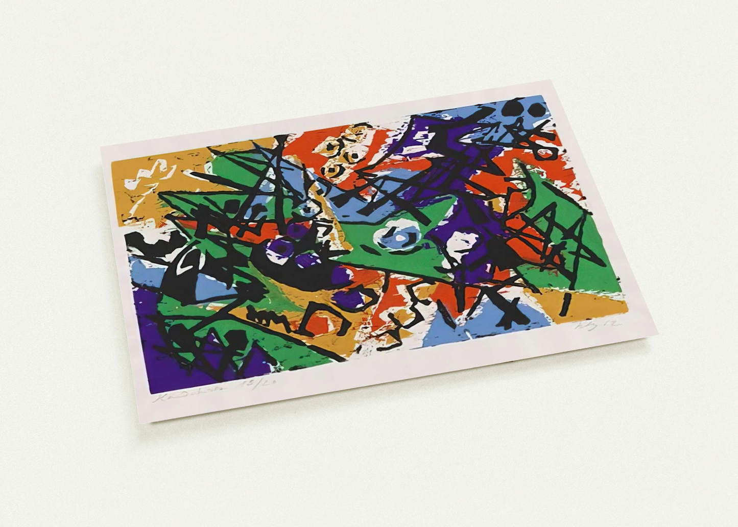 Farbholzschnitt 1952-2 - 1952 By Ernst Wilhelm Nay Pack of 10 Post Cards | Ernst Wilhelm Nay Post Cards | A6 (10.5 x 14.8 cm) - 4.1 x 5.8 inches
