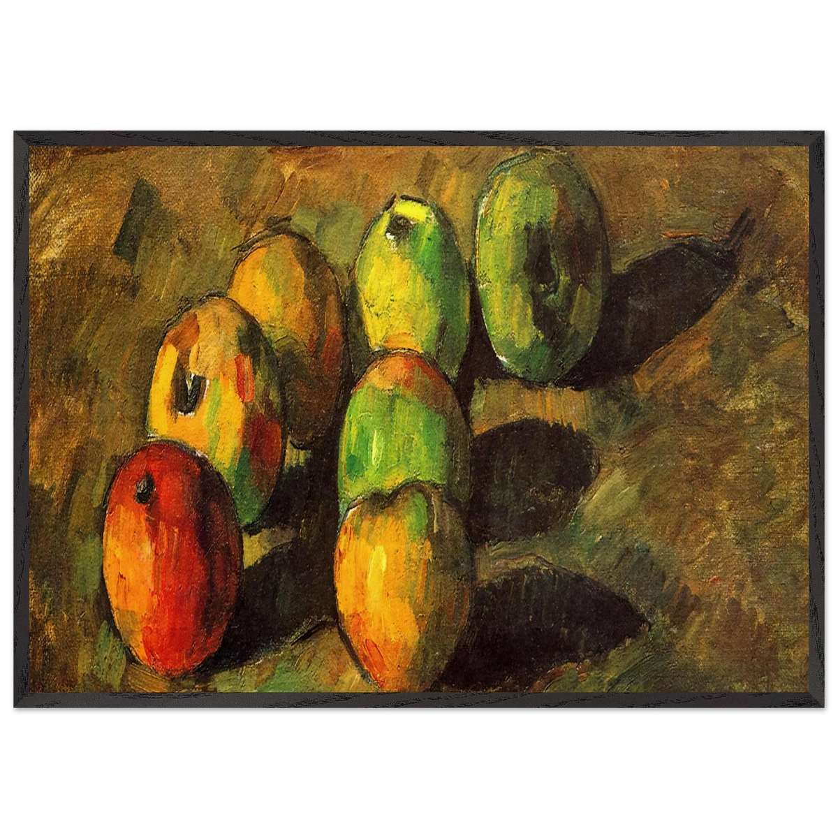 Still life with seven apples - Paul Cezanne 70x100 cm / 28x40 inches Framed Art Print – Black Wooden Frame