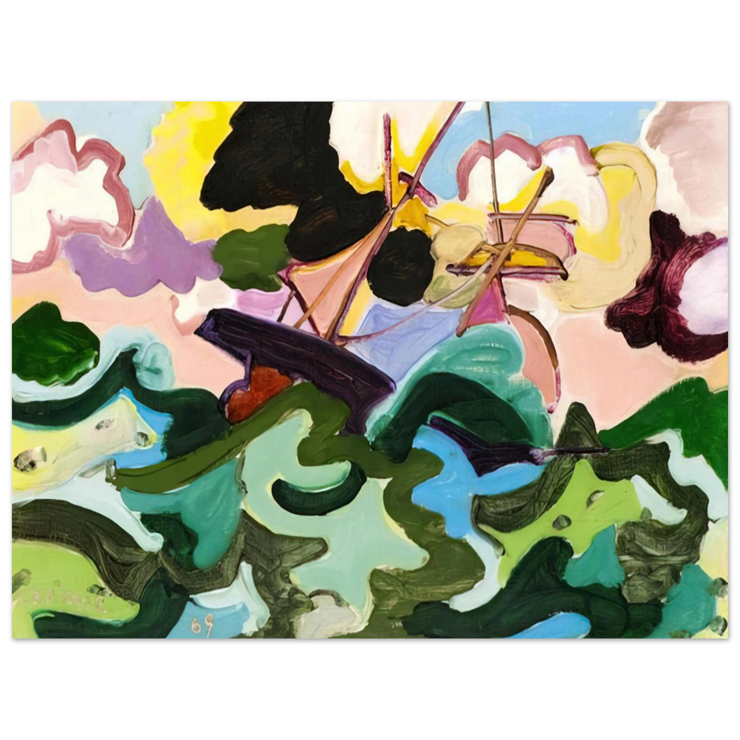 Charles Lapicque - En fuite - Fauvism, Tachisme 75x100 cm / 30x40inches Fine Art Poster