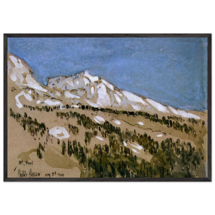 Mt Hood Oregon - Childe Hassam 70x100 cm / 28x40 inches Framed Art Print – Black Wooden Frame