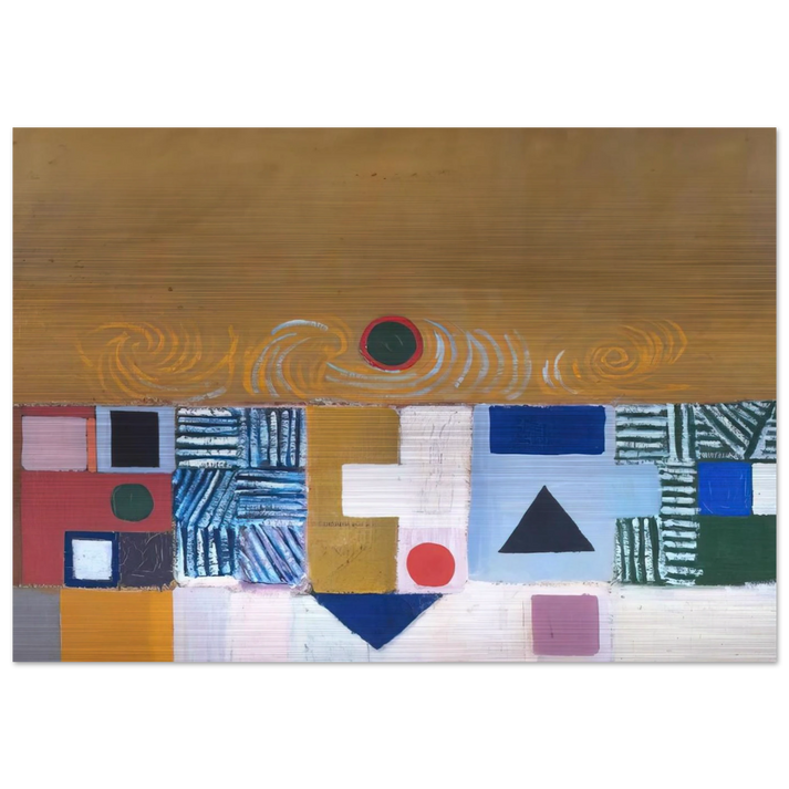 SQUARE MOTIF BLUE AND GOLD THE ECLIPSE 1950 - Victor Pasmore Brushed Aluminum Print - 70x100 cm / 28x40 inches | Victor Pasmore Aluminum Print | Victor Pasmore Prints