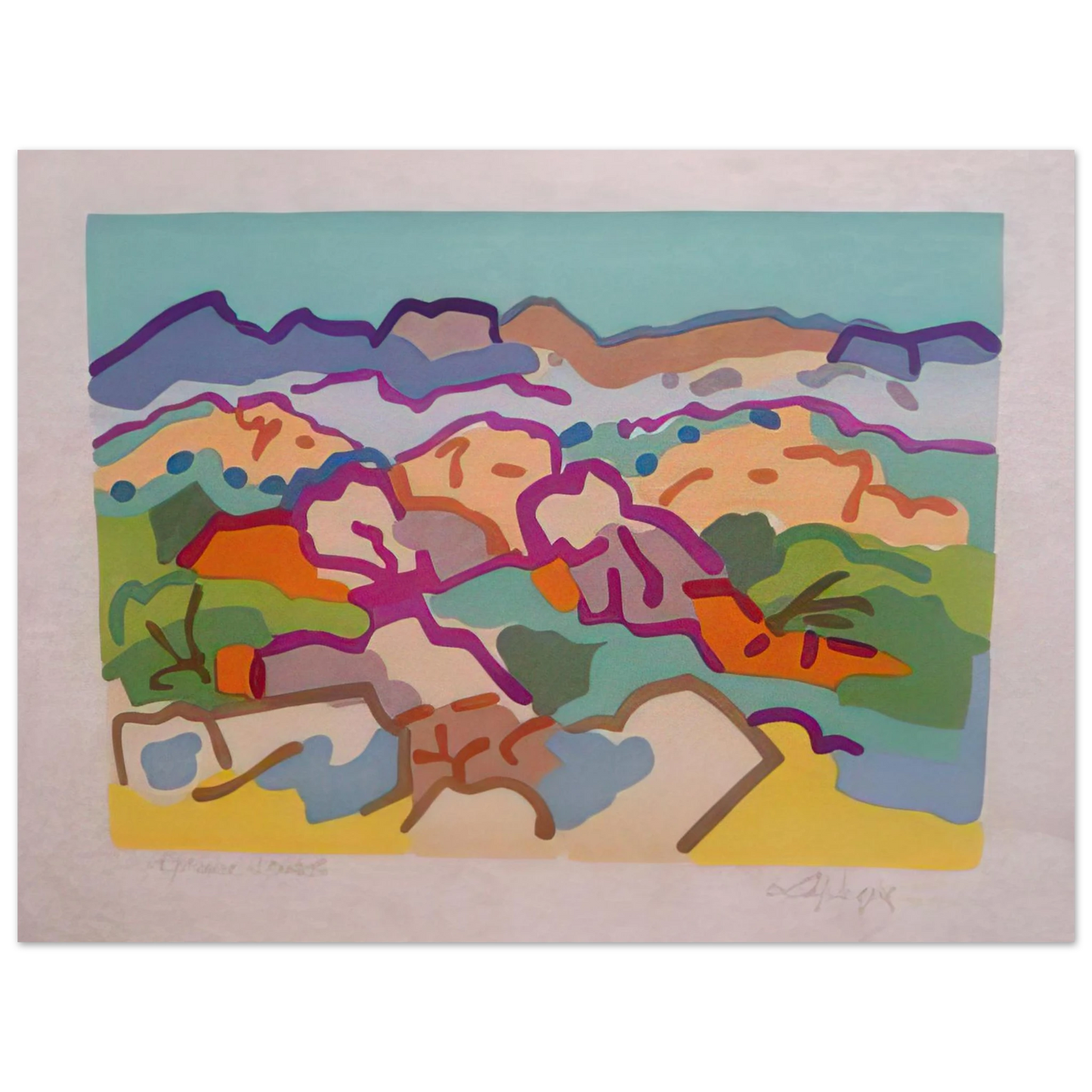 Charles Lapicque - Campagne grecque - 1964 75x100 cm / 30x40inches Fine Art Poster