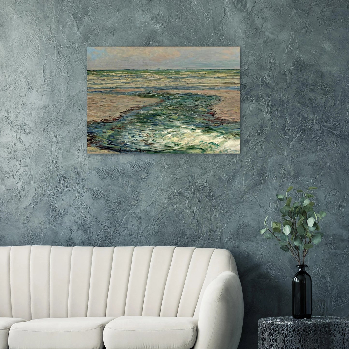 The Seacoast of Pourville, Low Tide - claude monet Brushed Aluminum Print - 70x100 cm / 28x40 inches | claude monet Aluminum Print | claude monet Prints