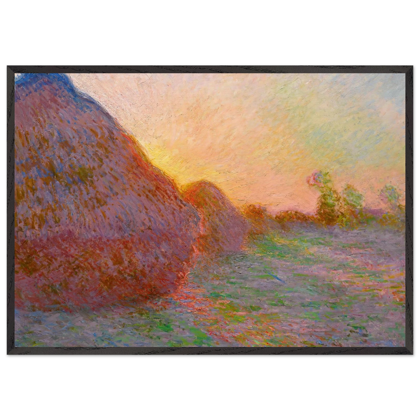 Haystacks - claude monet 70x100 cm / 28x40 inches Framed Art Print – Black Wooden Frame