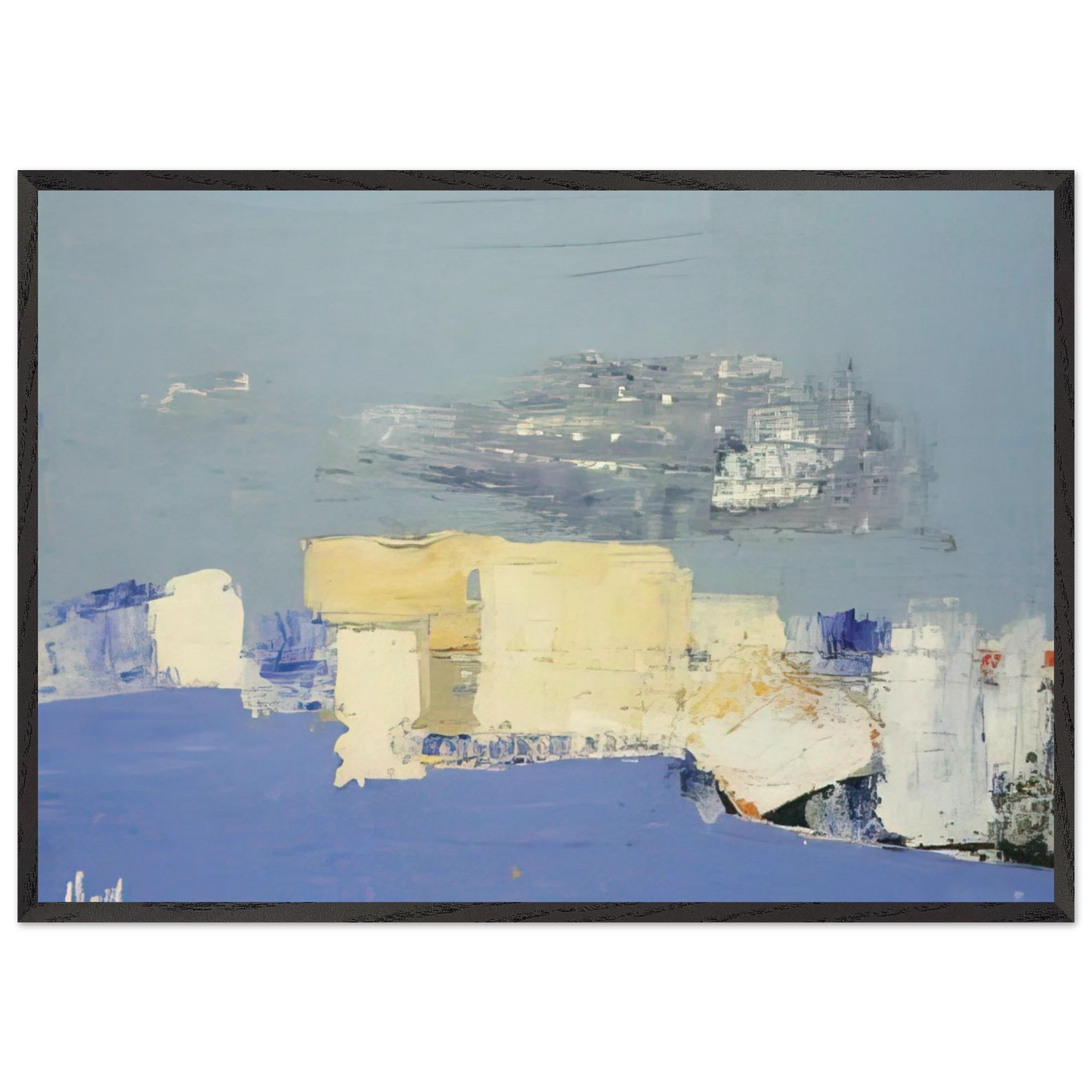 Paysage mediterraneen - Art Informel - Nicolas de Stael 70x100 cm / 28x40 inches Framed Art Print – Black Wooden Frame