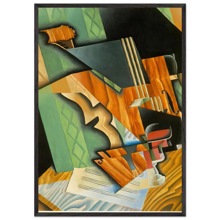 VIOLIN AND GLASS 1915 - Juan Gris 70x100 cm / 28x40 inches Framed Art Print – Black Wooden Frame