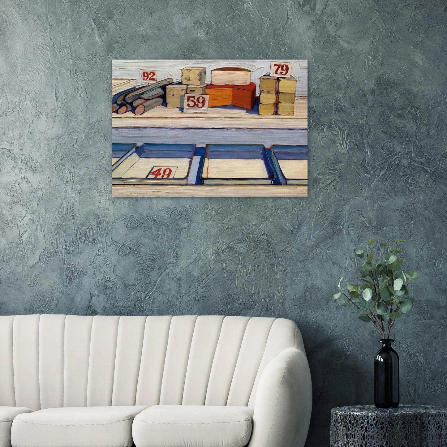 Delicatessen Counter - 1962 - Wayne Thiebaud Brushed Aluminum Print - 70x100 cm / 28x40 inches | Wayne Thiebaud Aluminum Print | Wayne Thiebaud Prints