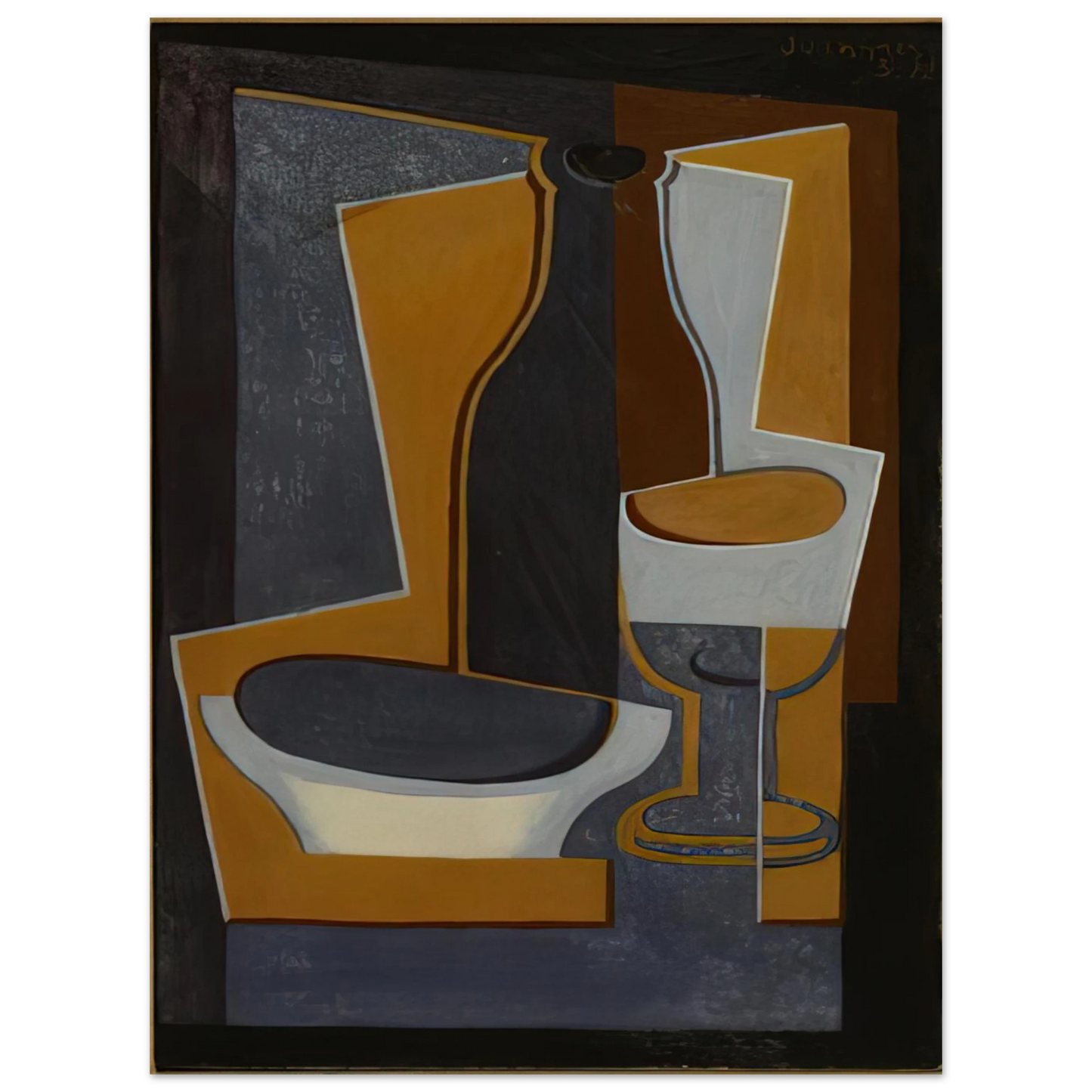 Juan Gris - BOUTEILLE BOL ET VERRE 1922 75x100 cm / 30x40inches Fine Art Poster