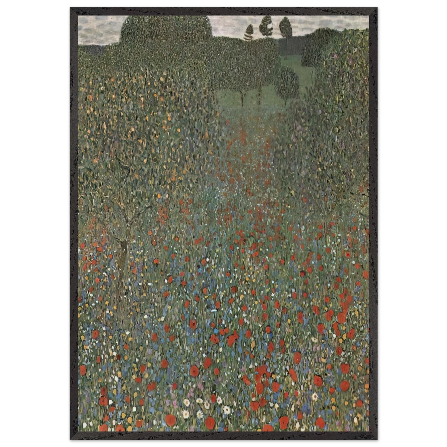 POPPY FIELD N1 - Gustav Klimt 70x100 cm / 28x40 inches Framed Art Print – Black Wooden Frame