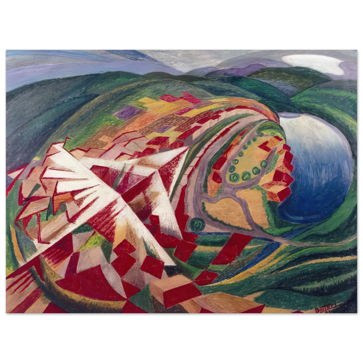 Gerardo Dottori - Volo su paese o Studio per A 300 Km sulla città- 1930 75x100 cm / 30x40inches Fine Art Poster