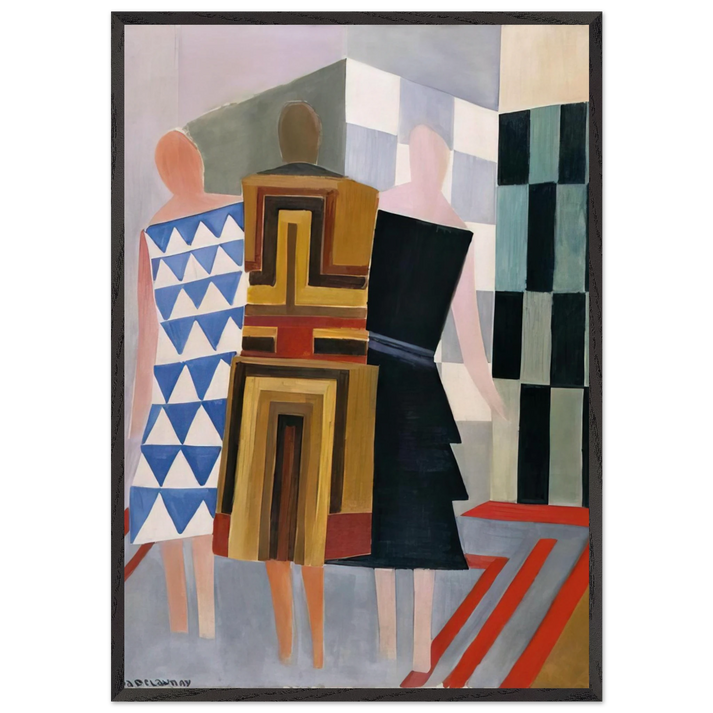 SIMULTANEOUS DRESSES THREE WOMEN FORMS COLOURS 1925 - Sonia Delaunay 70x100 cm / 28x40 inches Framed Art Print – Black Wooden Frame