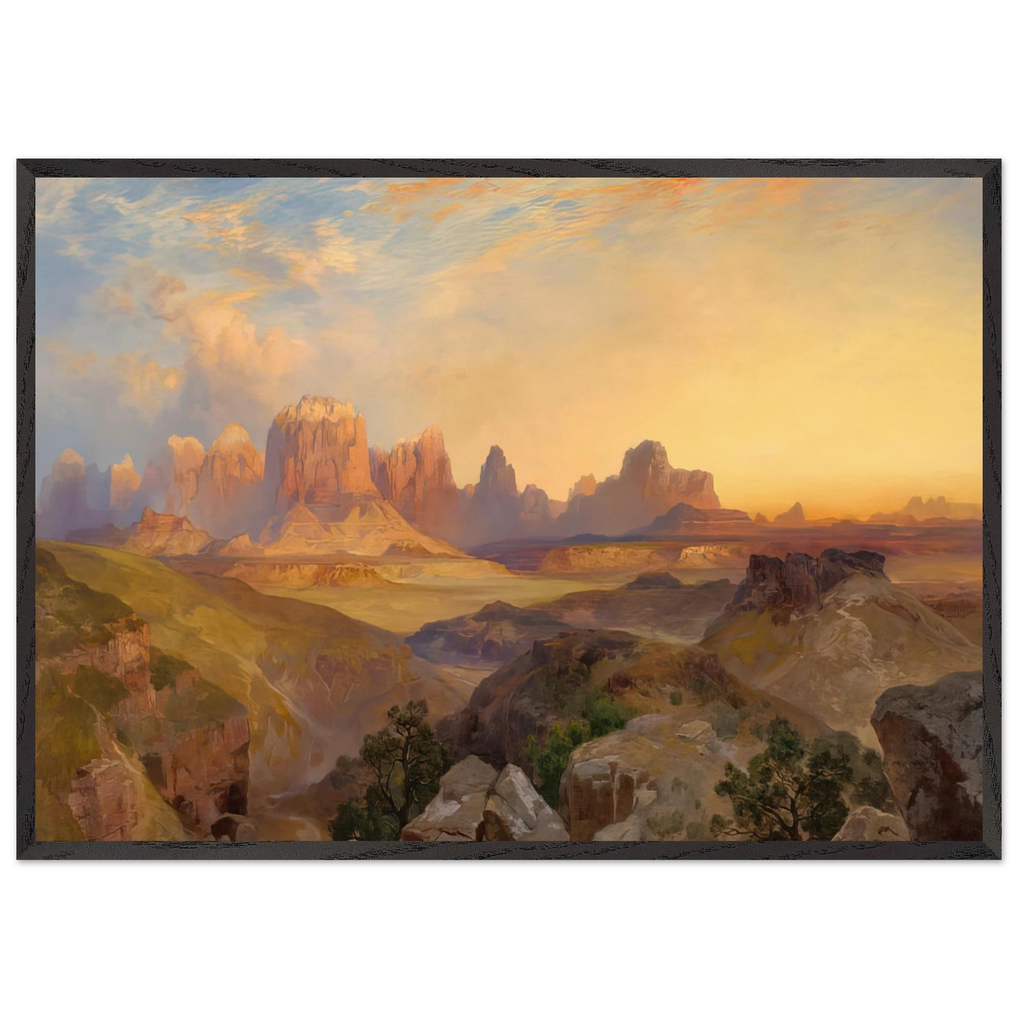 Virgin River Utah - Thomas Moran 70x100 cm / 28x40 inches Framed Art Print – Black Wooden Frame