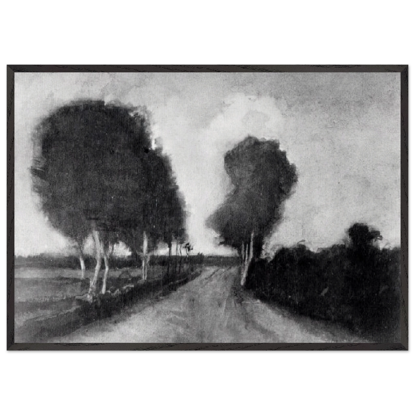 Country Lane with Trees - Vincent van Gogh 70x100 cm / 28x40 inches Framed Art Print – Black Wooden Frame