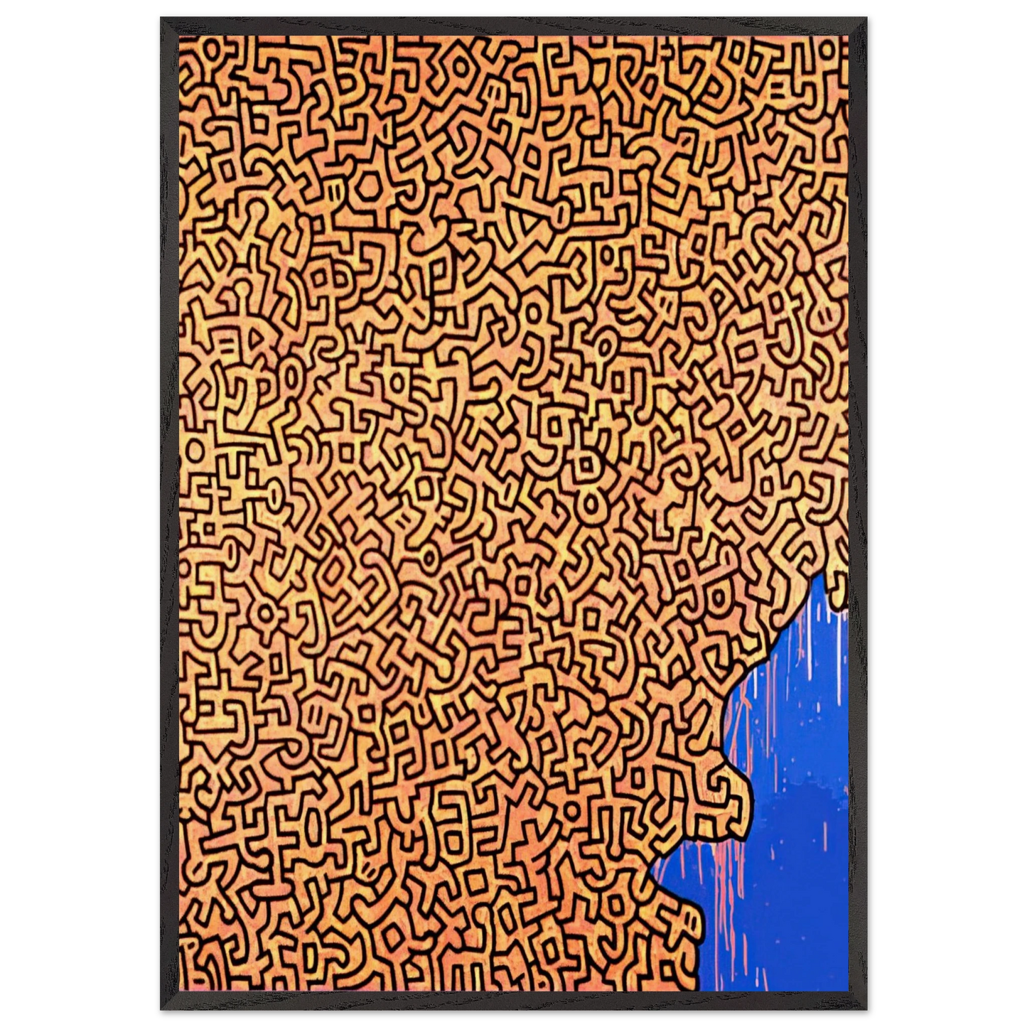BRAZIL 1989 N1 - Keith Haring 70x100 cm / 28x40 inches Framed Art Print – Black Wooden Frame
