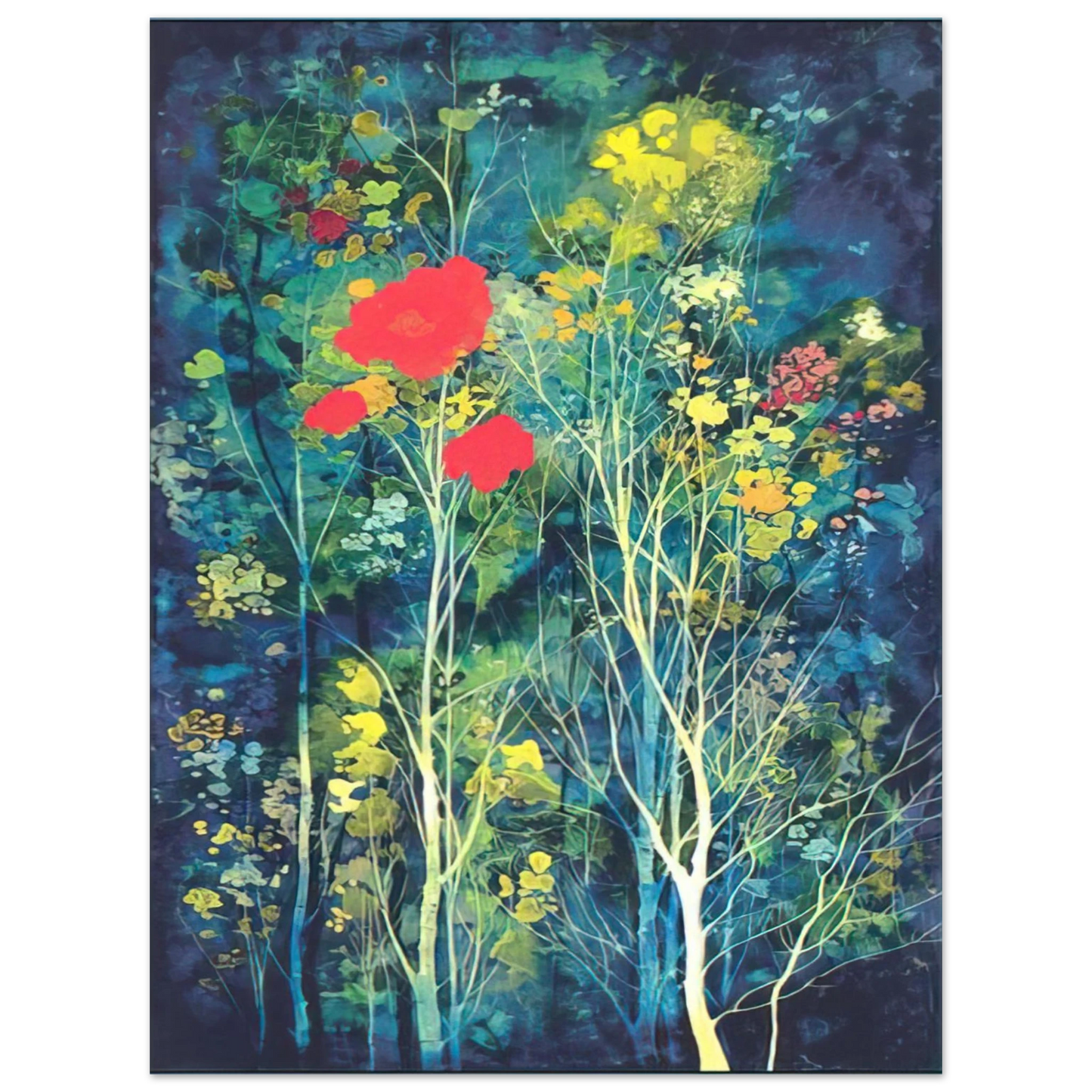 Eyvind Earle - Poppies and Flowers 75x100 cm / 30x40inches Fine Art Poster